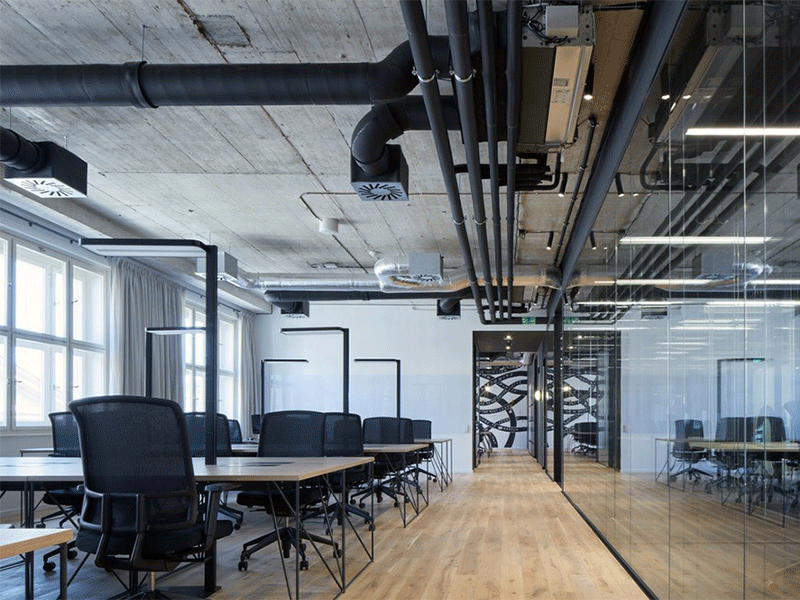 工業風辦公室裝修時設計效果圖