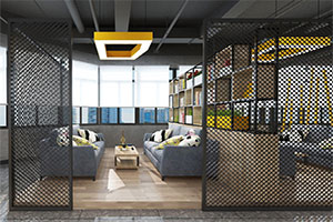 320方灰色工業(yè)風(fēng)辦公室裝修設(shè)計(jì)全景圖