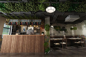 工業(yè)風(fēng)餐飲空間裝修設(shè)計(jì)全景圖