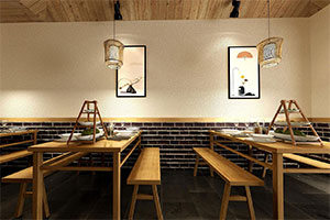 簡約新中式餐飲店裝修設(shè)計(jì)全景