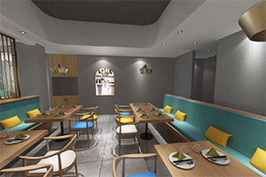 400平簡約現(xiàn)代餐飲店裝修設(shè)計(jì)案例