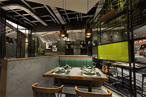 工業(yè)風(fēng)餐飲店裝修設(shè)計(jì)全景圖