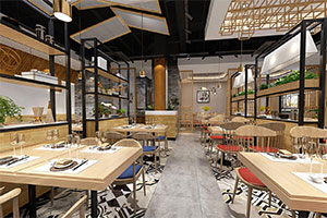 現(xiàn)代簡約餐飲店裝修設計全景圖