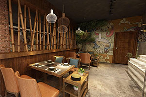 220平火鍋店裝修設計全景效果圖