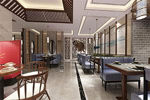650簡約中式餐飲店裝修設計全景圖